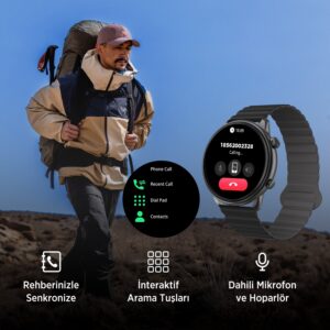 SW02AI 1.43” AMOLED Ekran, Bluetooth 5.2 Telefon Görüşme ve ChatGPT Destekli IP68 Suya Dayanıklı Sağlık Takibi Tansiyon Nabız Ölçer Özellikli iOS & Android Uyumlu Akıllı Saat Gri-Turuncu